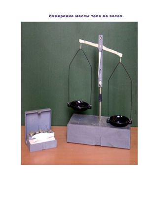 Измерение массы тела на весах.