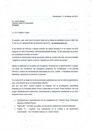 Sr. Javier Massa Director Radio Espectador solicito '' SE ABRAN LOS MICROFONOS'' del prestigioso programa ''EN PERSPECTIVA'' y me permita aclarar las  declaraciones efectuadas por el Ec. Calloia presidente del BROU