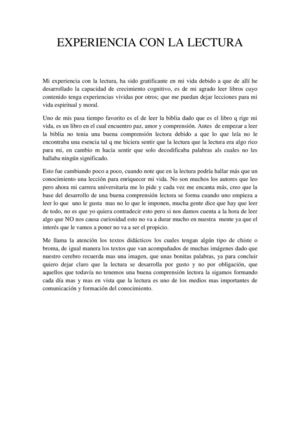 Experiencia con la lectura