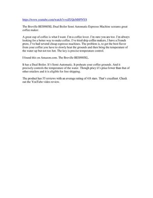 The Breville BES900XL Dual Boiler Semi Automatic Espresso Machine