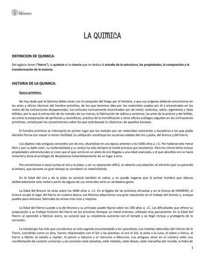 LA QUIMICA, HISTORIA Y RAMAS