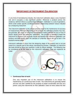 importance of instrument calibration