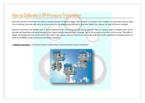 How to Calibrate a DP Pressure Transmitter?