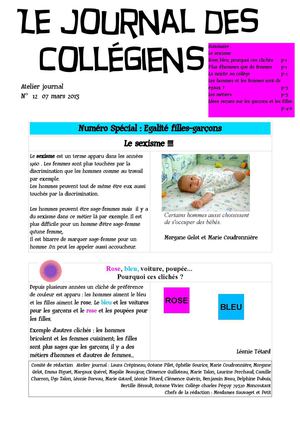 Journal n°12 Spécial Egalité fille-garçon