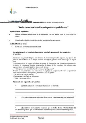 Sesión Nº1 Claret RV 3º-Polisemia