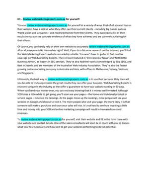 Web marketing experts review