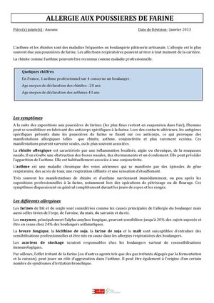 Allergie poussière de farine