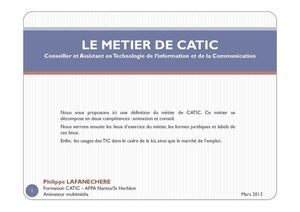 Le metier de CATIC et les EPN