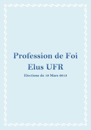 Profession de Foi Elections 19 Mars (Version Intégrale) 