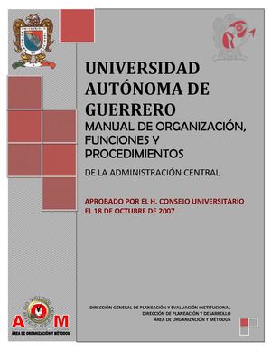 Manual de Organizacion y Funciones Administracion Central UAGro