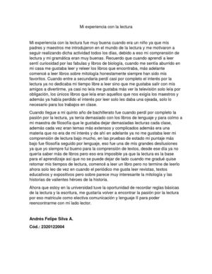 Mi experiencia con la lectura