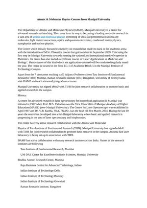 Atomic & Molecular Physics Courses from Manipal University