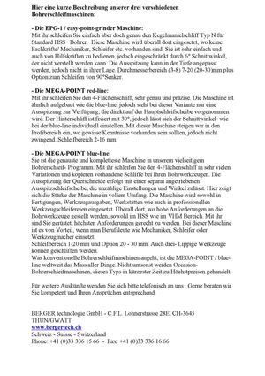 Hier eine kurze Beschreibung unserer drei verschiedenen Bohrerschleifmaschinen