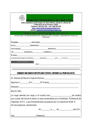 HOJA DE AFILIACION A SPV CADIZ