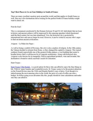 Top 5 Best Places to Go on Your Holidays to South of France