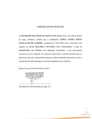 Certificado de Trabalho