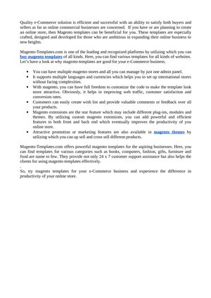 Magento-Templates for Your E-Commerce Business