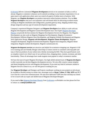 Magento Developer services from Phoenix