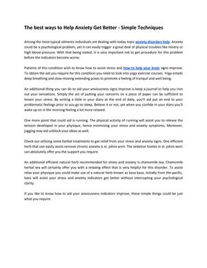 The best ways to Help Anxiety Get Better