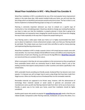 Wood Floor Installation in NYC 