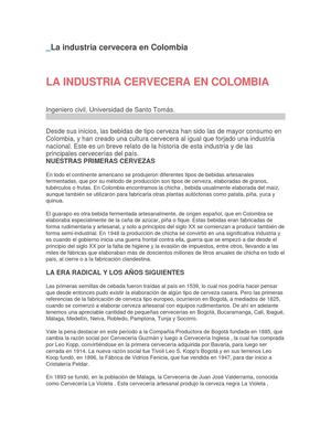 La industria cervecera en Colombia