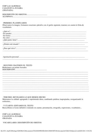 ficha para describir objetos