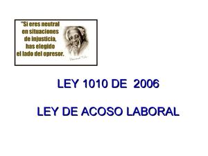 ACOSO LABORAL - LEY 1010 DE 2006