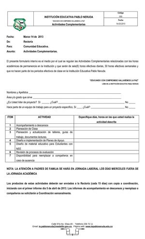 Actividades Complementarias