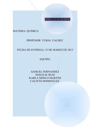 EXPERIMENTO DE CAMBIO DE LA MATERIA EQUIPO 1