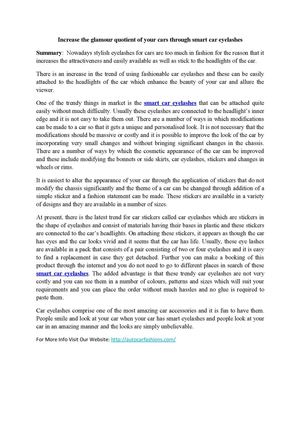 Increase the glamour quotient of your cars through smart car eyelashes