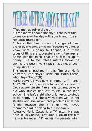 "THREE METRES ABOVE THE SKY"