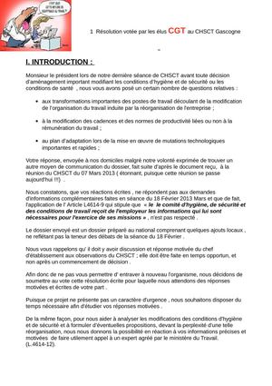 resolution RTE 2 au CHSCT du GET Gascogne 