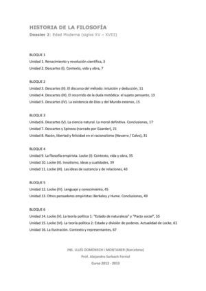 Dosier 2. Filosofía moderna