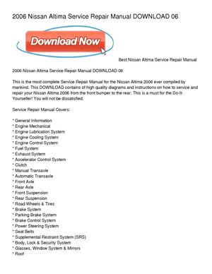2006 Nissan Altima Service Repair Manual DOWNLOAD 06