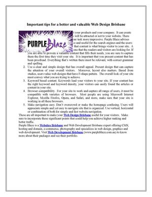 Important tips for a better and valuable Web Design Brisbane