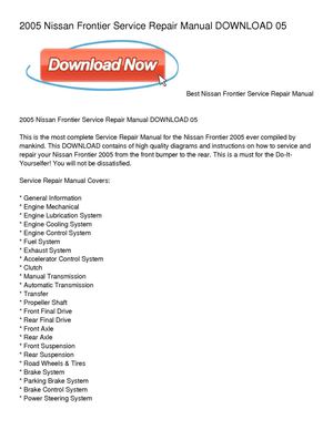 2005 Nissan Frontier Service Repair Manual DOWNLOAD 05