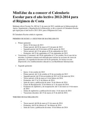 MinEduc da a conocer el Calendario Escolar para la costa