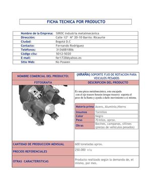 FICHA TÉCNICA DEL PRODUCTO