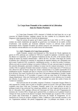 Le Corps Franc Pommiès et les combats de la Libération dans les Hautes-Pyrénées