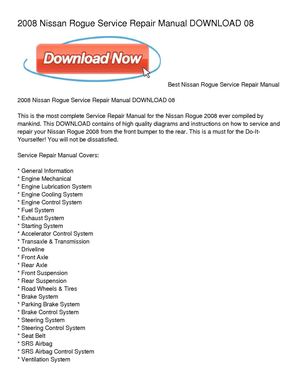 2008 Nissan Rogue Service Repair Manual DOWNLOAD 08