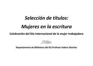 Selección de títulos: Mujeres en la escritura