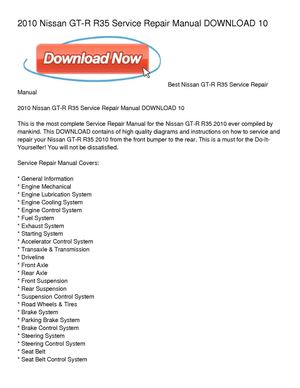 2010 Nissan GT-R R35 Service Repair Manual DOWNLOAD 10