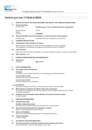 Xanthan gum (cas 11138-66-2) MSDS