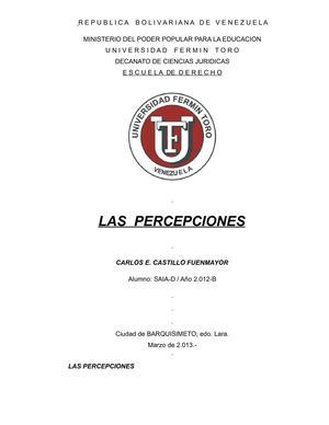 LAS PERCEPCIONES / Carlos E. Castillo Fuenmayor - UFT