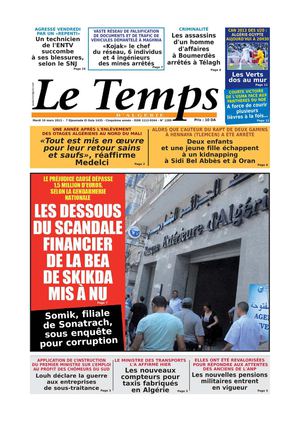 Le Temps d'Algérie Edition du Mardi 19 Mars 2013