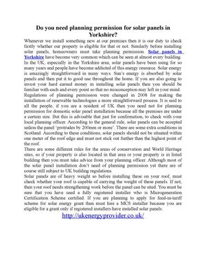 Do you need planning permission for solar panels in Yorkshire?