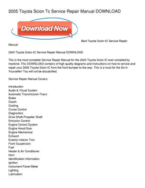 2005 Toyota Scion Tc Service Repair Manual DOWNLOAD