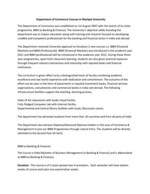 Department of Commerce Courses in Manipal University