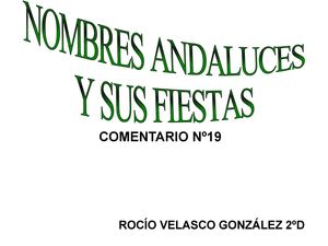 NOMBRES ANDALUCES MÁS COMUNES Y ALGUNAS DE SUS FIESTAS