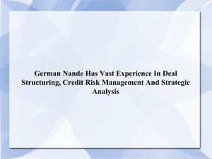 German Nande Has Vast Experience In Deal Structuring, Credit Risk Management And Strategic Analysis